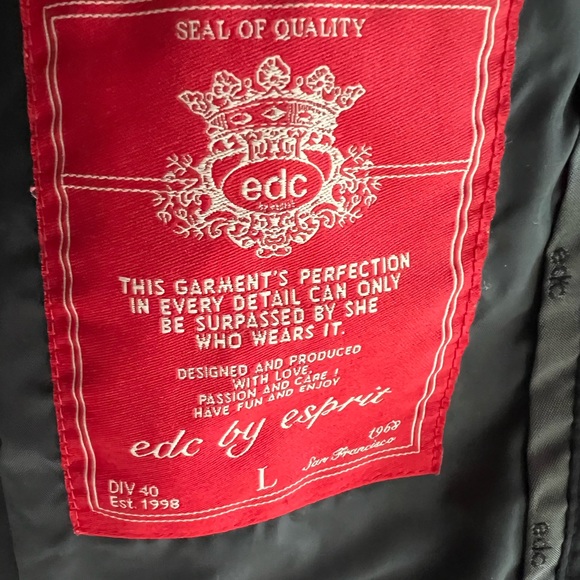 Black zippered Bomber Jacket EDC Esprit size L Vintage - Picture 11 of 14